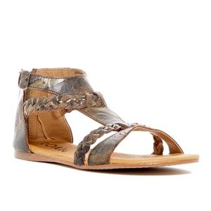Bed Stu Braided Leather Sandals in Brown and Tan